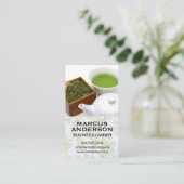 Teekanne und Cup | Grüner Tee Visitenkarte (Stehend Vorderseite)