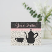 Teekanne und Cup im Extravaganten Hintergrund Einladung (Stehend Vorderseite)
