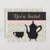 Teekanne und Cup im Extravaganten Hintergrund Einladung (Vorne/Hinten)