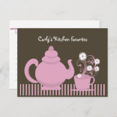 Teekanne und Milchrezeptkarte Postkarte (Vorne/Hinten)