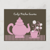 Teekanne und Milchrezeptkarte