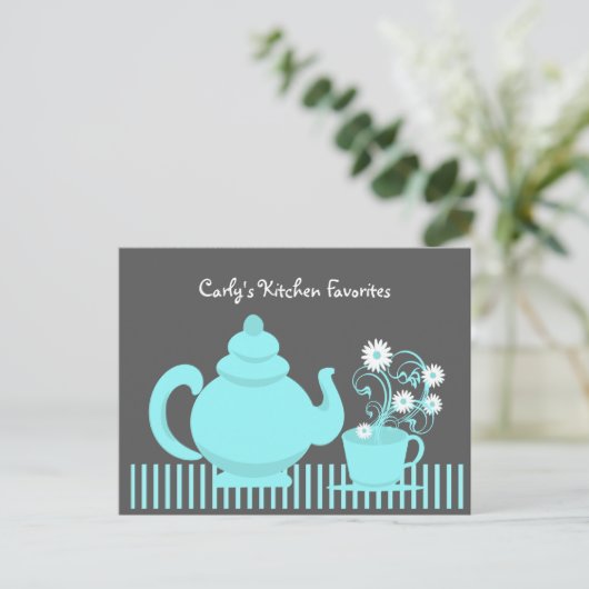 Teekanne und Milchrezeptkarte Postkarte (Stehend Vorderseite)