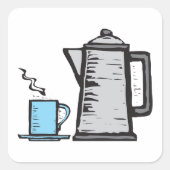 Teekanne und Tasse Quadratischer Aufkleber (Vorderseite)
