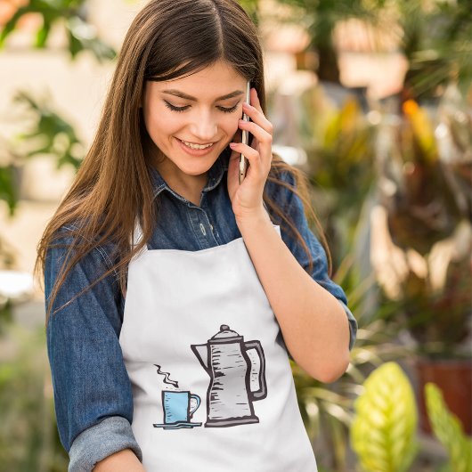 Teekanne und Tasse Schürze