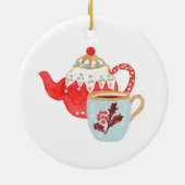 Teekanne-und Teacup-erste Weihnachtsverzierung Keramik Ornament (Hinten)