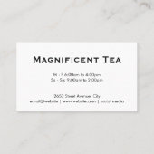 Teekanne und Tee Blätter Hintergrund Visitenkarte (Rückseite)