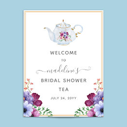 Teekannen-Blumen-Hochzeitsdusche-Empfang Poster