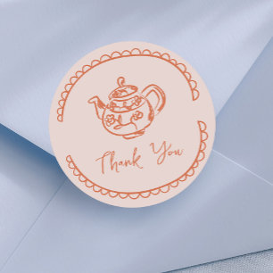 Teekannen-Doodle-Dankeschön-Geschenk Runder Aufkleber