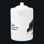 Teekannen mit  der Amsel<br><div class="desc">Die Amsel wurde freihändig mit Tusche gemalt. Es gibt ein deutsches Sprichwort: „Der frühe Vogel fängt den Wurm.“ 
In diesem Entwurf kombiniere ich den Vogel und diese Redewendung zu ein anderes Gefühl.</div>