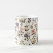 Teekannen und Blume im Garten - Charmantes Muster Kaffeetasse (Mittel)