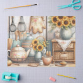 Teekannen und Sonnenblumen Küche Wasserfarbe Seidenpapier (Basteln)