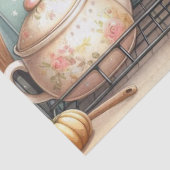 Teekannen und Sonnenblumen Küche Wasserfarbe Seidenpapier (Detail)