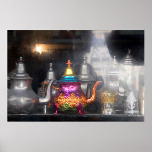 Teekannen zum Verkauf auf dem Markt Poster