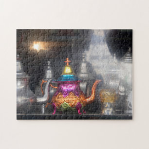 Teekannen zum Verkauf auf dem Markt Puzzle