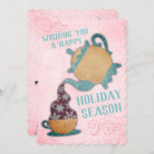 Teekanneschneeflocketeeverkäufer Weihnachtskarte Feiertagskarte (Vorne/Hinten)