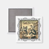 Teekatze und Hund verteilen Magnet (Vorderseite/Rückseite)