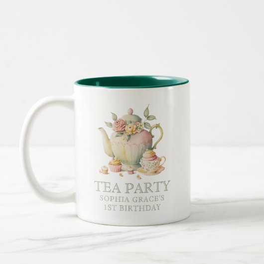 Teekessel & Tee Cups Whimsikale Wildblumen Individ Zweifarbige Tasse (Links)