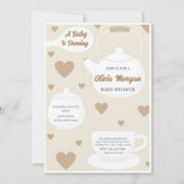 Teekocher Babydusche Teekarte Party Einladung (Vorderseite)