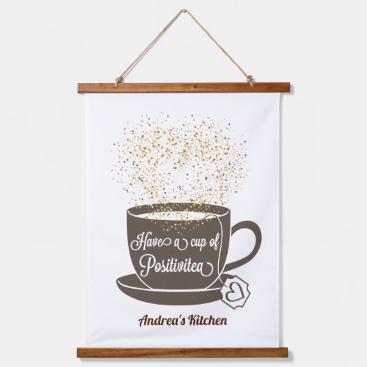 Teekocher Motivierend Kostenvoranschlag Wandteppich Mit Holzrahmen (Vorderseite)