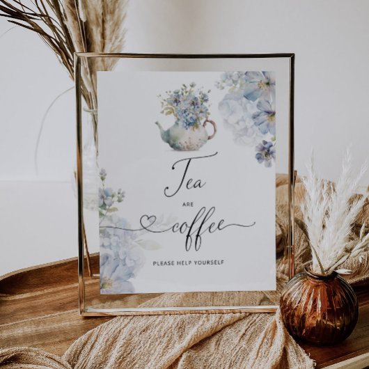 Teekocher und Kaffee-Bar aus Blue Hydrangeas Poster