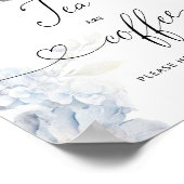 Teekocher und Kaffee-Bar aus Blue Hydrangeas Poster (Ecke)