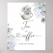Teekocher und Kaffee-Bar aus Blue Hydrangeas Poster (Vorne)