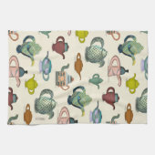 Teeköpfe in einem hübschen Teetuch Geschirrtuch (Horizontal)