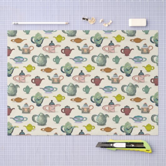 Teeköpfe in hübschem Muster Seidenpapier (Handwerk)