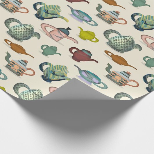 Teeköpfe in hübschem Verpackungspapier Geschenkpapier (Ecke)