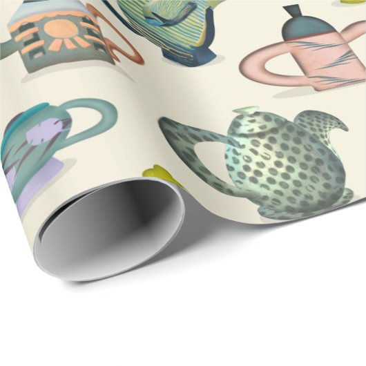 Teeköpfe in hübschem Verpackungspapier Geschenkpapier (Rolleneckpunkt)