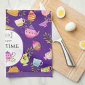 Teeköpfe und Cups Lila Geschirrtuch (Viertel Falte)