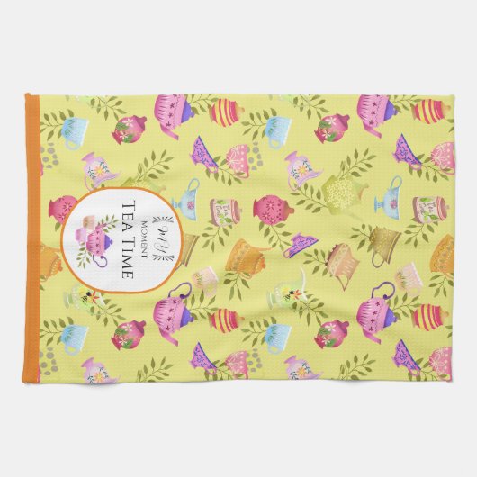 Teeköpfe und Junge gelb Geschirrtuch (Horizontal)