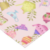 Teeköpfe und Tassen rosa Tischdecke (Schrägansicht)