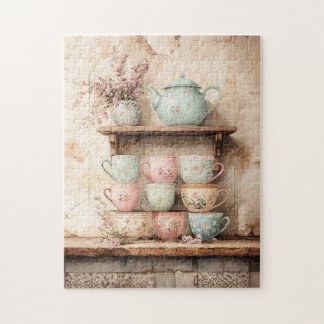 Teekuchen und Teekocher Set Rustikal Puzzle