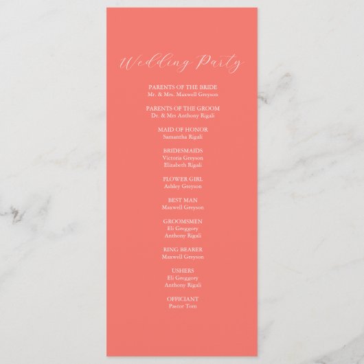 Teelängen Hochzeitsprogramm Vorlagen Blumenkohl (Rückseite)