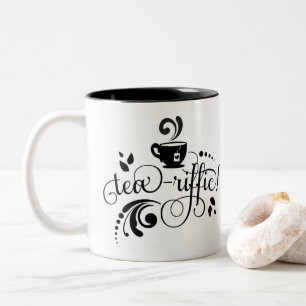 Teeliebhaber, Teetrinker, Teetasse, Schwarze Typog Zweifarbige Tasse