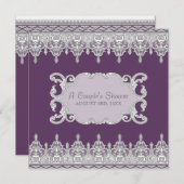 Teelöffel, Lavendel & Grau - Brautparty Einladung (Vorne/Hinten)