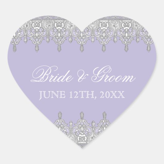 Teelöffel, Lavendelhochzeitungs-Siegel oder Aufkle Herz-Aufkleber (Vorderseite)