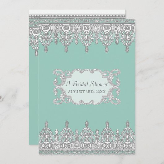 Teelöffel, Light Aqua Blau - Brautparty Einladung (Vorne/Hinten)