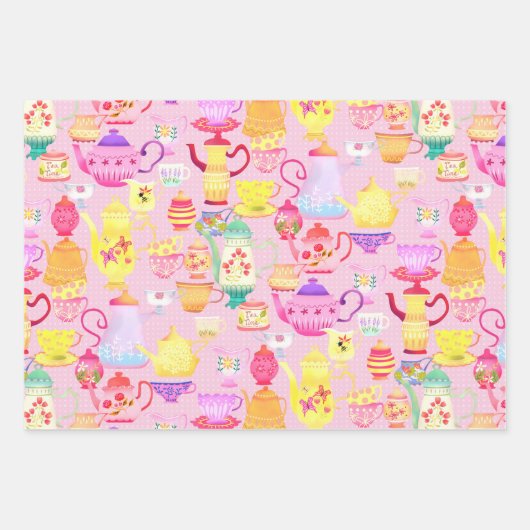 Teelöffel und Jungs rosa Geschenkpapier Set (Vorderseite)