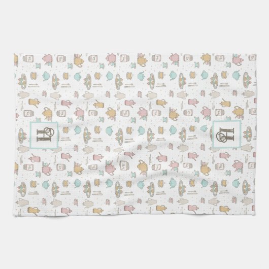 Teemuster mit Monogram Küchentuch (Horizontal)