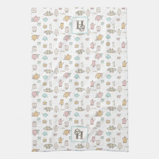 Teemuster mit Monogram Küchentuch (Vertikal)