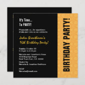 Teen Birthday Modern Gold und Black V841 Einladung (Vorne/Hinten)