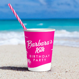 Teen Birthday Trendy Beach Hot Pink Sweet 16 Pappbecher