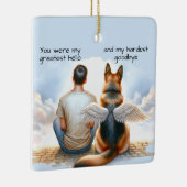 Teen Boy and Dog Memorial Keramikornament (Rechts)