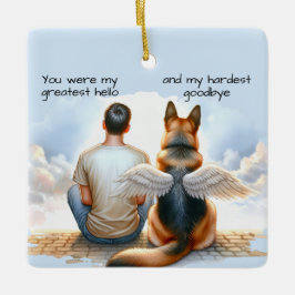 Teen Boy and Dog Memorial Keramikornament