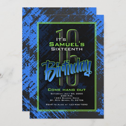 Teen Boy Birthday Einladung (Vorne/Hinten)