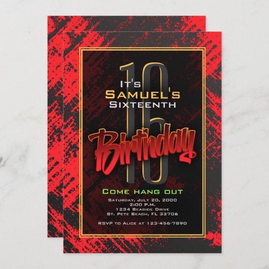 Teen Boy Birthday Einladung (Vorne/Hinten)