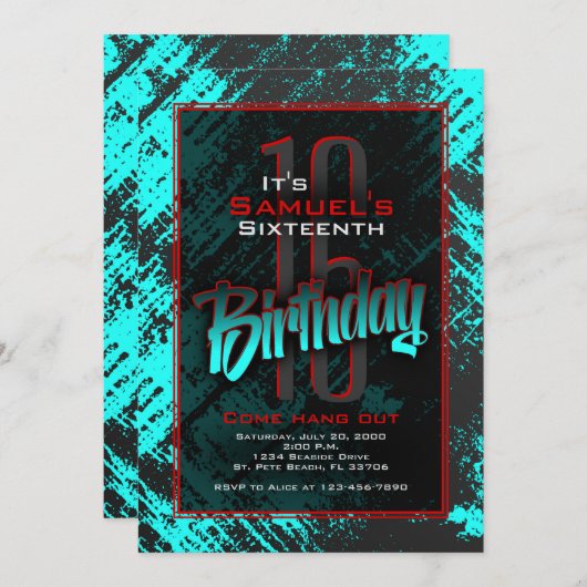 Teen Boy Birthday Einladung (Vorne/Hinten)