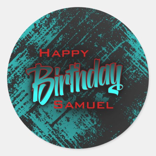 Teen Boy Birthday Runder Aufkleber (Vorderseite)